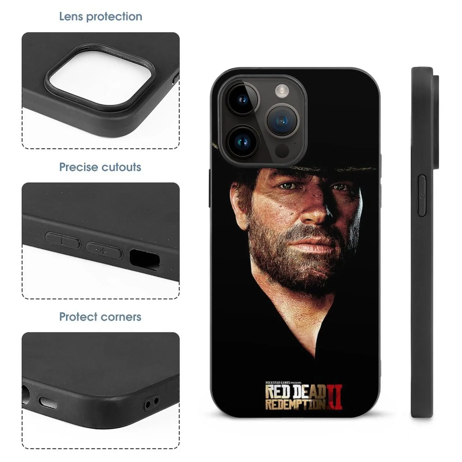 Red dead redemption rdr 2 caso de telefone para xiaomi mi 13 12 12s 12t 11t  10t lite pro ultra poco f3 f4 x4 gt capa de telefone preto macio -  AliExpress