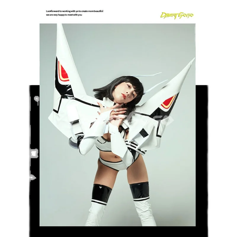 

Женский танцевальный костюм Future Tenology Белый воин GOGO, костюм для ночного клуба, шоу, певицы, танцевальная ткань