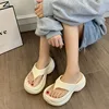 Thick Botton Beach Flip Flops for Women Clip Toe Soft Sole Platform Slippers Woman Summer Non-Slip Chunky Wedge Sandals Female 2