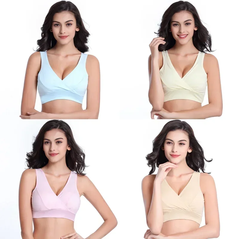Cotton Breastfeeding Maternity Bras Sleep Nursing Bras for Feeding Pregnant Nursing Underwear Clothes Size M/L/XL/XXL/XXXL 2