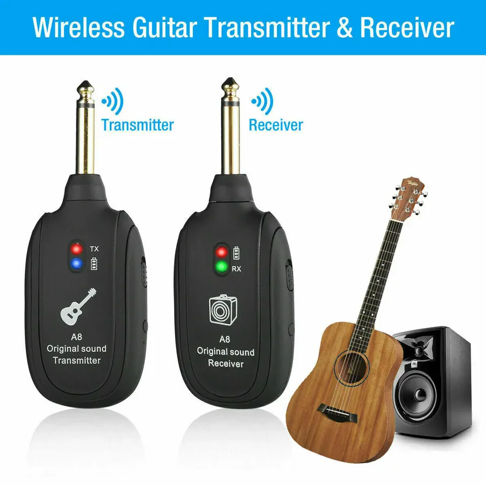 UHF Guitar Wireless System Transmitter+Receiver Built In Rechargeable Battery wireless guitar system