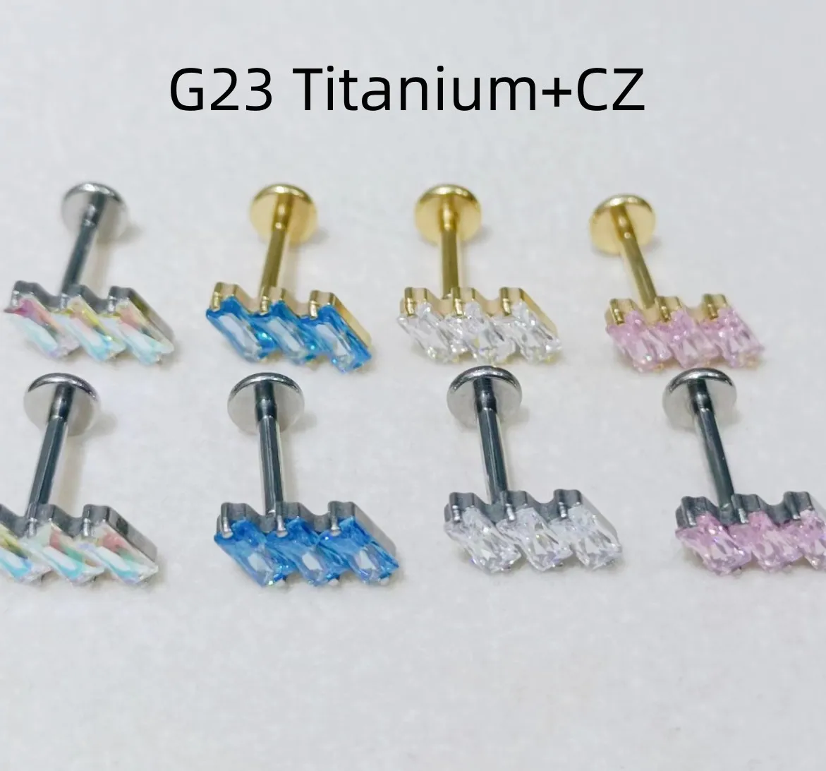 

Lot10pcs G23 Titanium Shine CZ Gems Lip Labret Ring Bar Ear Cartilage Helix Rook Tragus Studs 16G Body Piercing Jewelry New