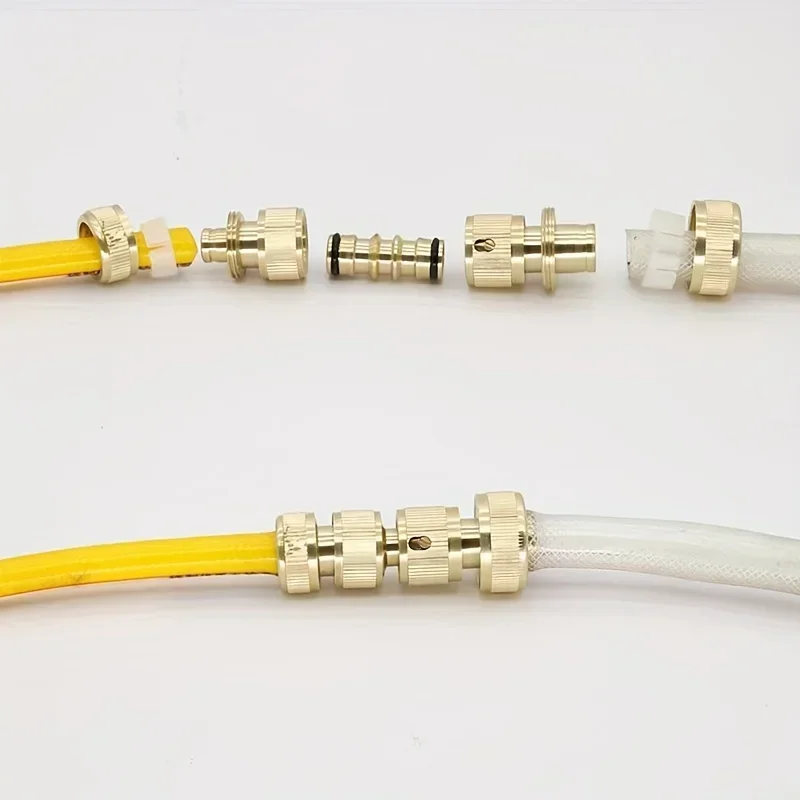 Brass bidirectional hose connector joint repair accessory quick adapter