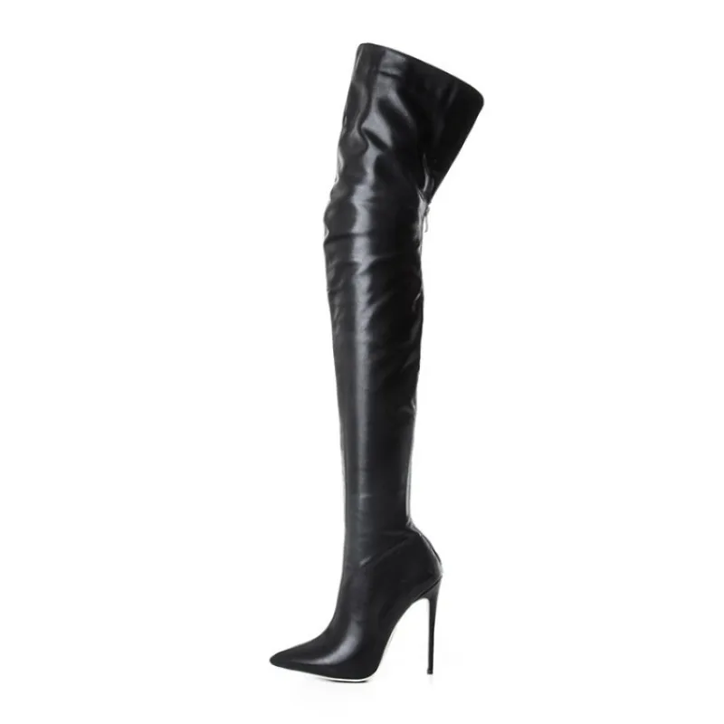 NewFashion Sexy slim high heels knee high boots women's Classic pointed toe Performance shoes Winter women's Over the knee boots