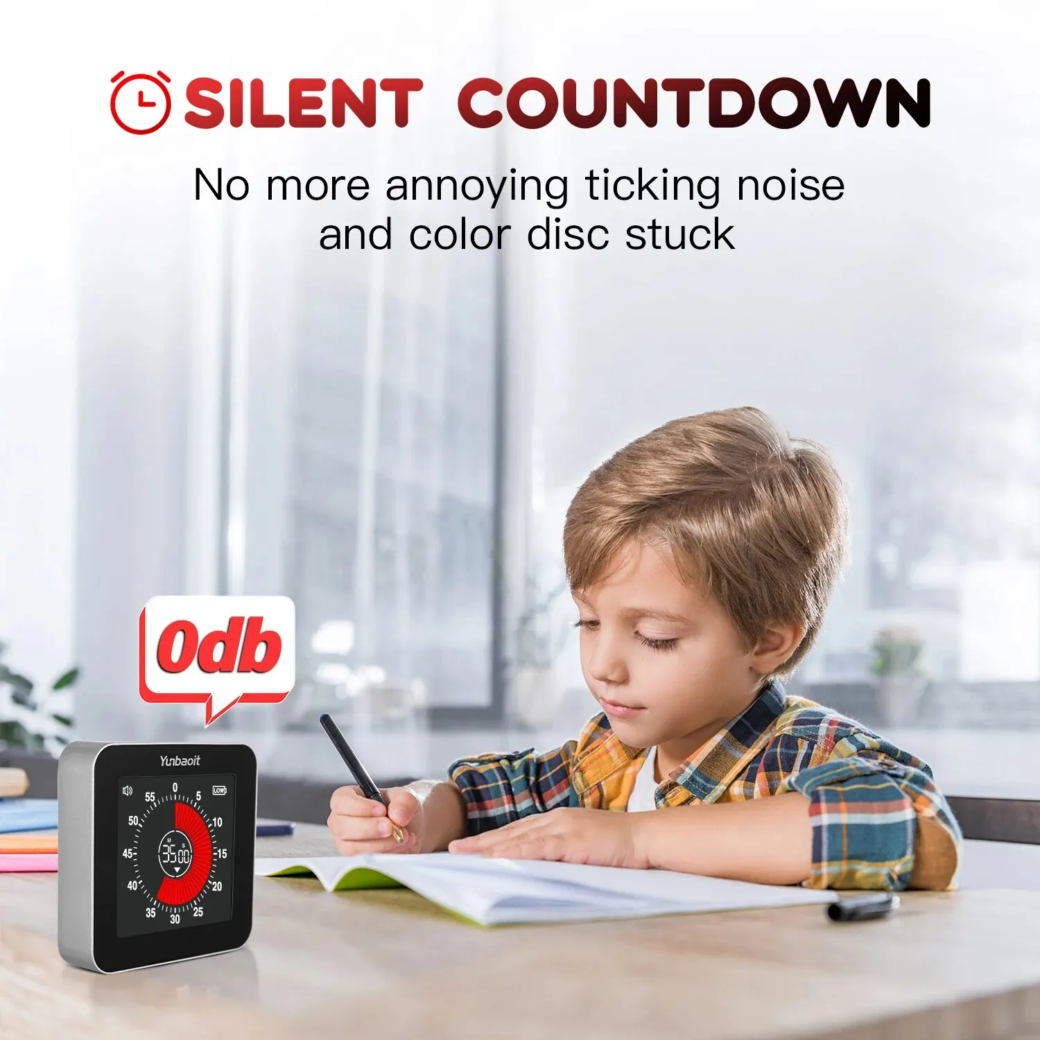 Digital Rechargeable 60 Minutes Silent Countdown/Up Visual Timer 3.4 Inches Colored Screen Magnetic Back VT08 Pro