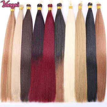 Full Star Straight Synthetic Bulk Hair Extensions 22" High Temperature Hair Bundles For Braiding Crochet Hair Black Brown Blonde 1