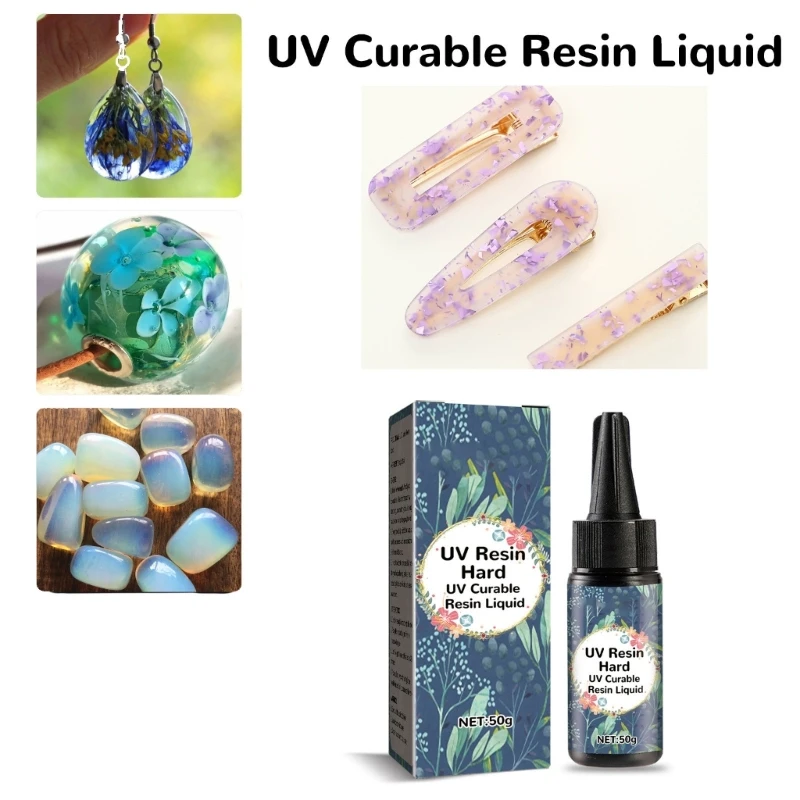 

50g Clear UV Resin Hard UV Curable Resin Liquid Quick Curing Epoxy Resin Glues for Casting, Coating, DIY Jewelry Pendant