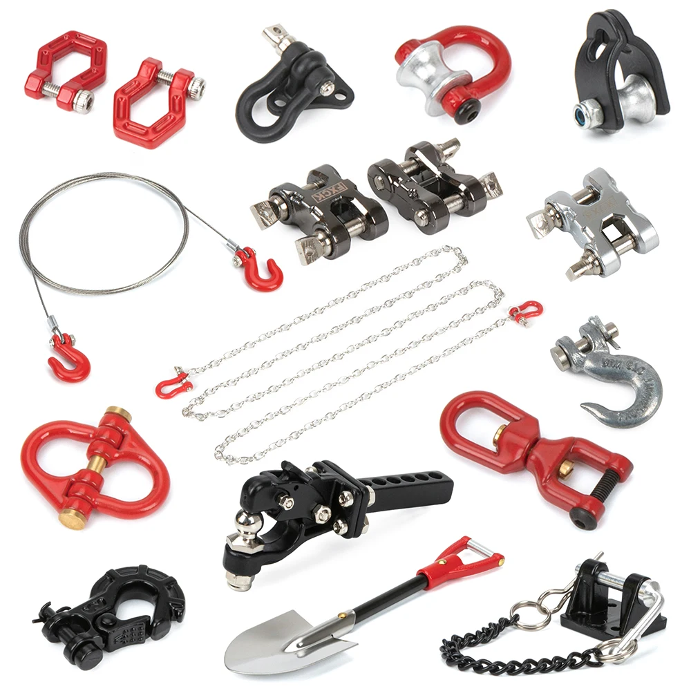1/10 스케일 금속 견인 후크 D-링 윈치 앵커 섀클 체인 복구 도구, RC 크롤러 자동차 축 SCX10 III TRX4 TRX6 