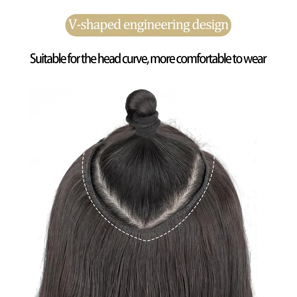Synthetic Long Straight V-tip Clip in Hair Extension Heat Resistant Wavy False Hair High Temperature Fiber Hairpiece