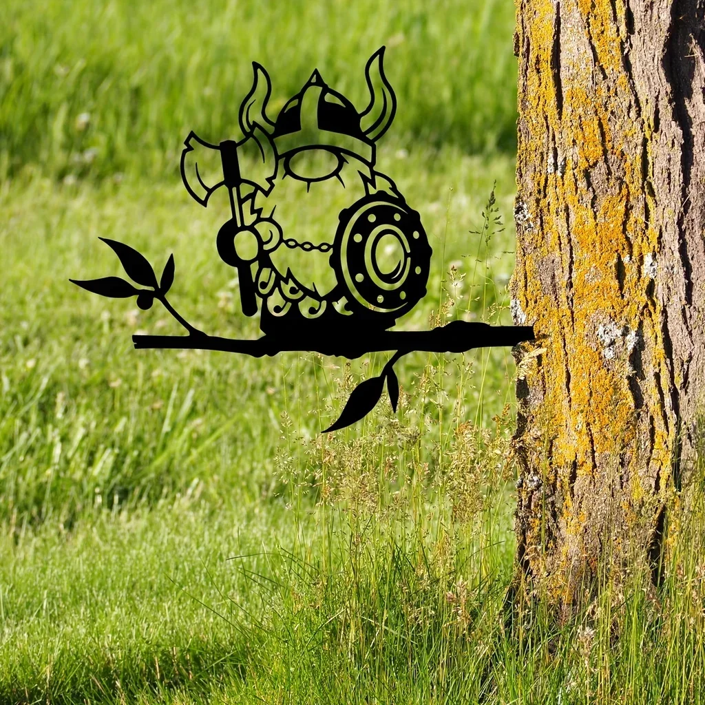 

CIFBUY Deco Metal Viking Gnome Garden Decoration Yard Decor Metal Yard Art Garden Tree Decorations Outdoor, Backyard Decor Gard