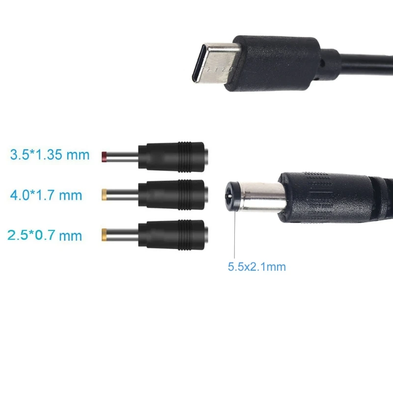 Тип C USB C до 2,5/3,5/4,0/5,5 мм, 5 В, 9 В, 12 В, 15 В, 20 В, кабель с регулируемым напряжением