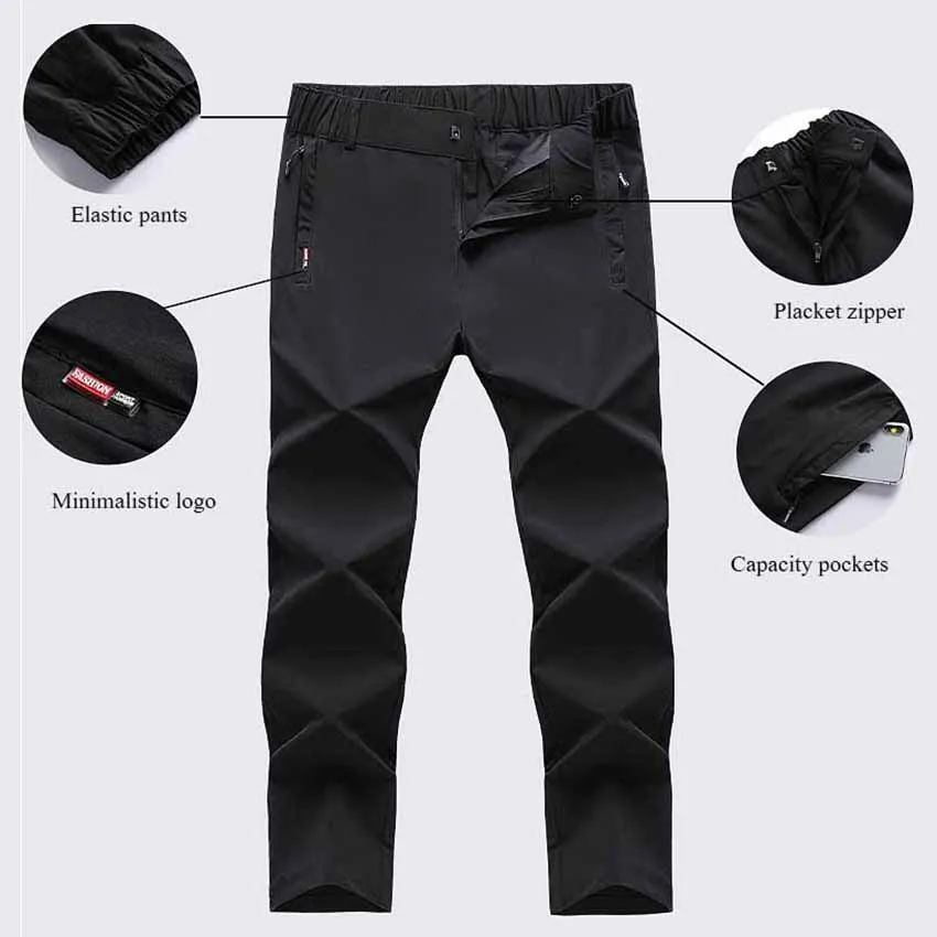 New Elastic Quick Drying Mens Pants Summer Waterproof Breathable Ultra Thin Outdoor Climbing Hiking Trekking Mens Trousers PFN69 3