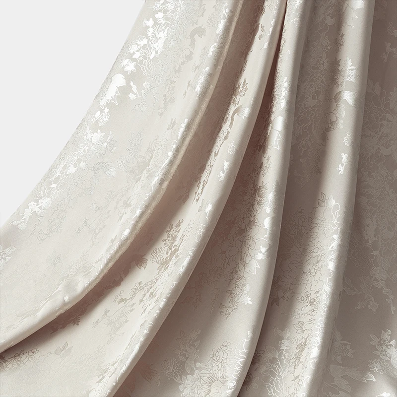 Jacquard Satin Stoff Blume Brokat weiche Seide Textur Damast Stoff Rock Kleid Anzug Futter Vorhang Kleidung Herstellung Handwerk – Detail 3
