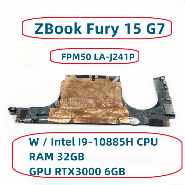 For Hp Zbook Fury 15 G7 Laptop Motherboard W / Intel I9-10885h Cpu 32gb-ram  Rtx3000 6gb Gpu M12871-001 M12871-601 Fpm50 La-j241p - Laptop Motherboard -  AliExpress