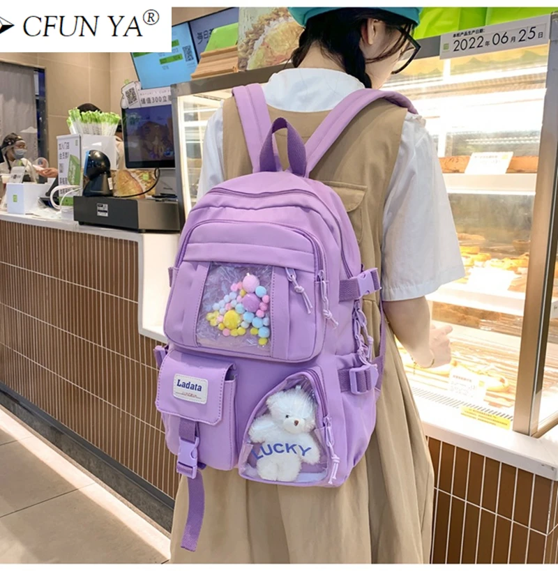 

CFUN YA 2022 Fall School Bag Junior Multifunctional Student BookBagLarge Capacity Teen Girl Schoolbag Casual Travel Bagpack