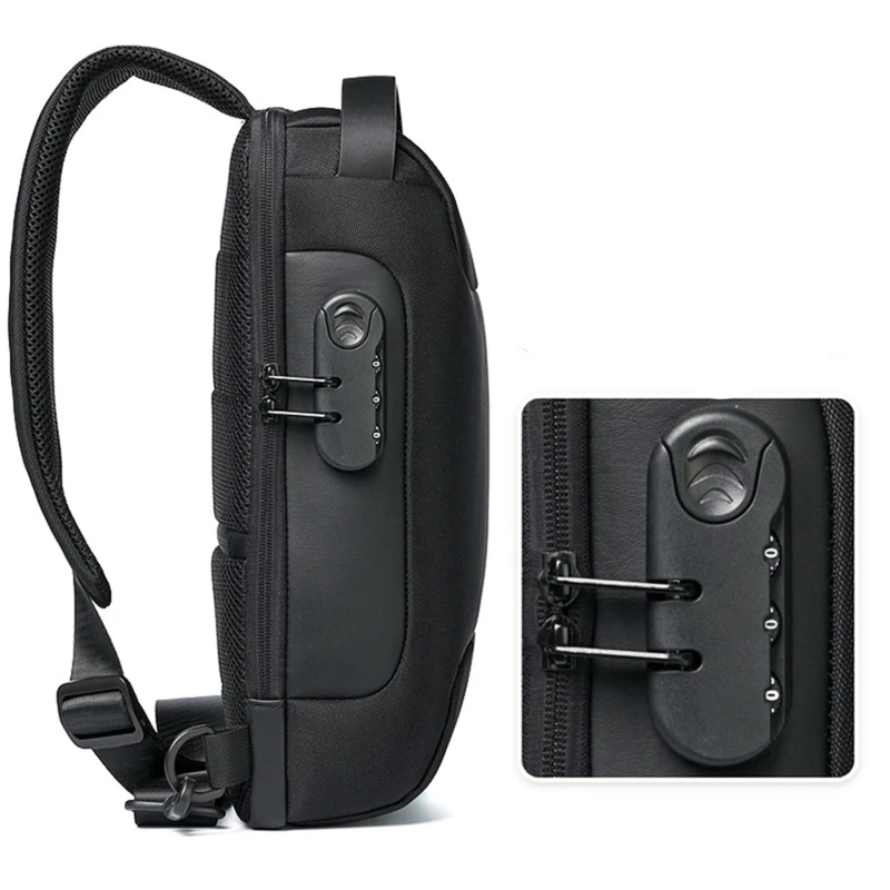 

Men's Waterproof USB Oxford Crossbody Bag Anti-theft Shoulder Sling Bag Multifunction Short Travel Messenger Chest Pack For Male
