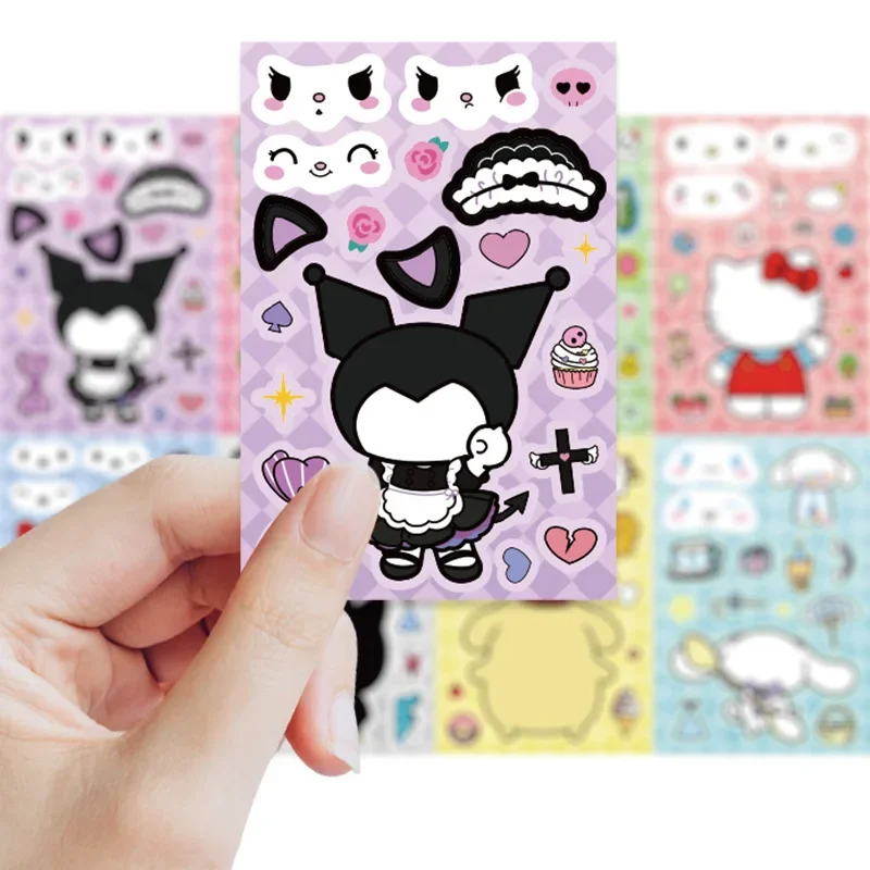 8/16 Hojas Sanrio Hello Kitty ‌ ‌ Kuromi ‌ Pegatinas de rompecabezas de ...