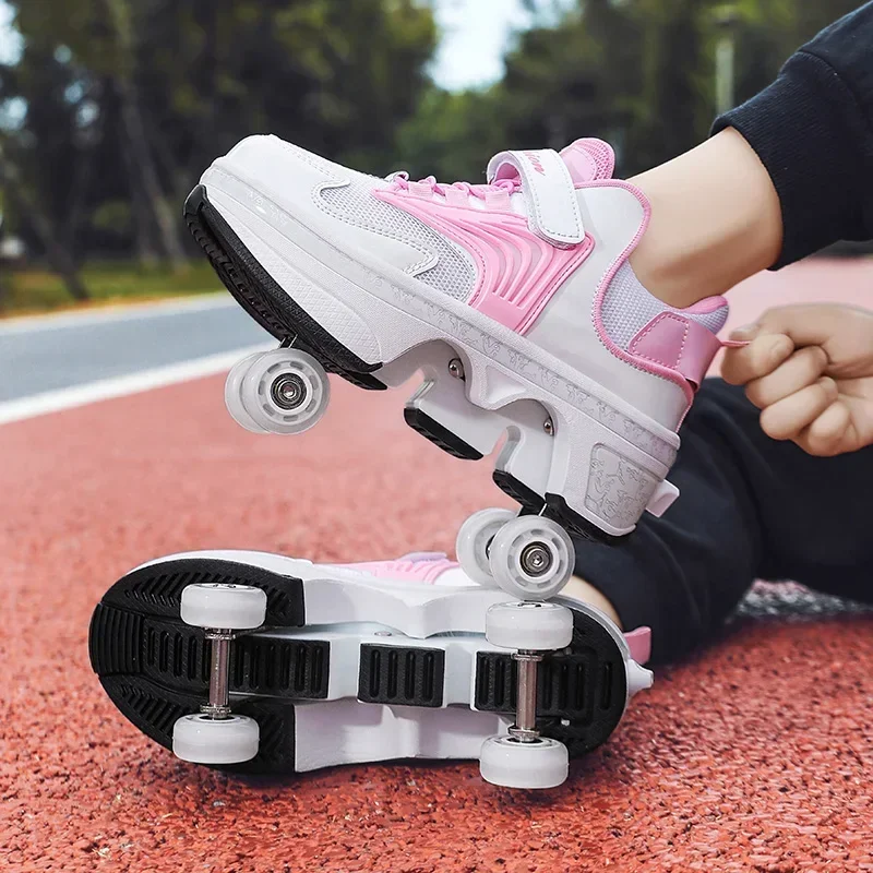 Children's Sports Roller Skates Transformer Shoes 4 Quad Wheel Skates Adult Runaway Shoes Student Transformer Wheels 4