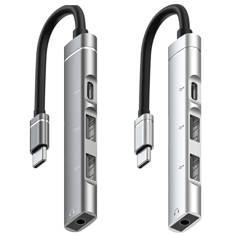 2023 새로운 Type-C 도킹 스테이션-3.5mm 플러그 USB2.0 TypeC 허브 4 in 1 분배기 USB 어댑터(UDisk 키보드용)