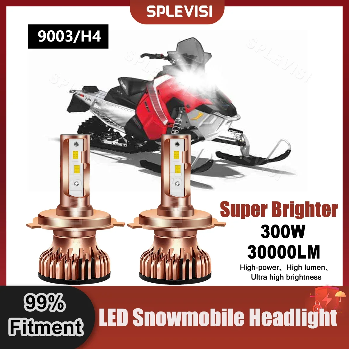 SPLEVISI LED Headlight Bulbs 6000K Pure White 300W For Polaris Switch Back 800 2009 2010 2011 2012 2013 2014 Motorcycle Bulbs winard 1570 300w