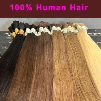 No Weft Straight Bulk Braiding Hair 100% Brazilian Virgin Remy Human Hair Extensions 50g 100g Blonde 1B Color Natural Hairpiece 1