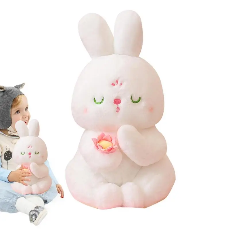 

Сидячий плюшевый кролик, сидящий плюшевый кролик, удерживающий Лотос, мягкий милый кролик, Мягкое Животное для женщин, девушек, девушек, детей, взрослых