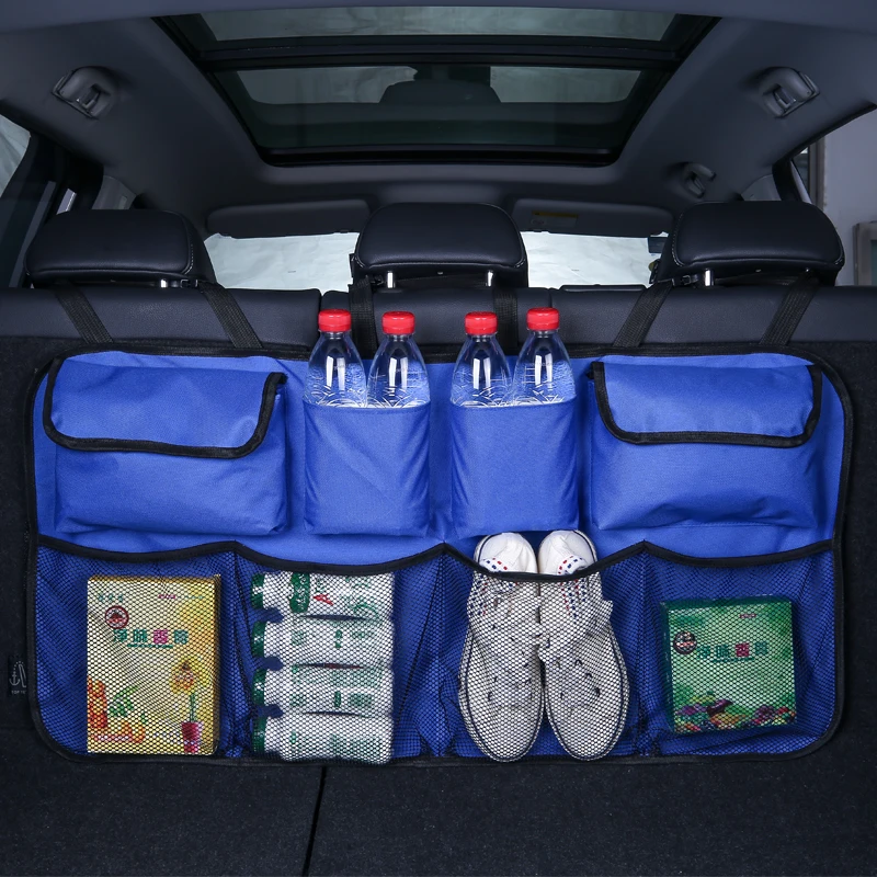 Car Trunk Organizer Adjustable Backseat Storage Bag Net High Capacity Multi-use Oxford