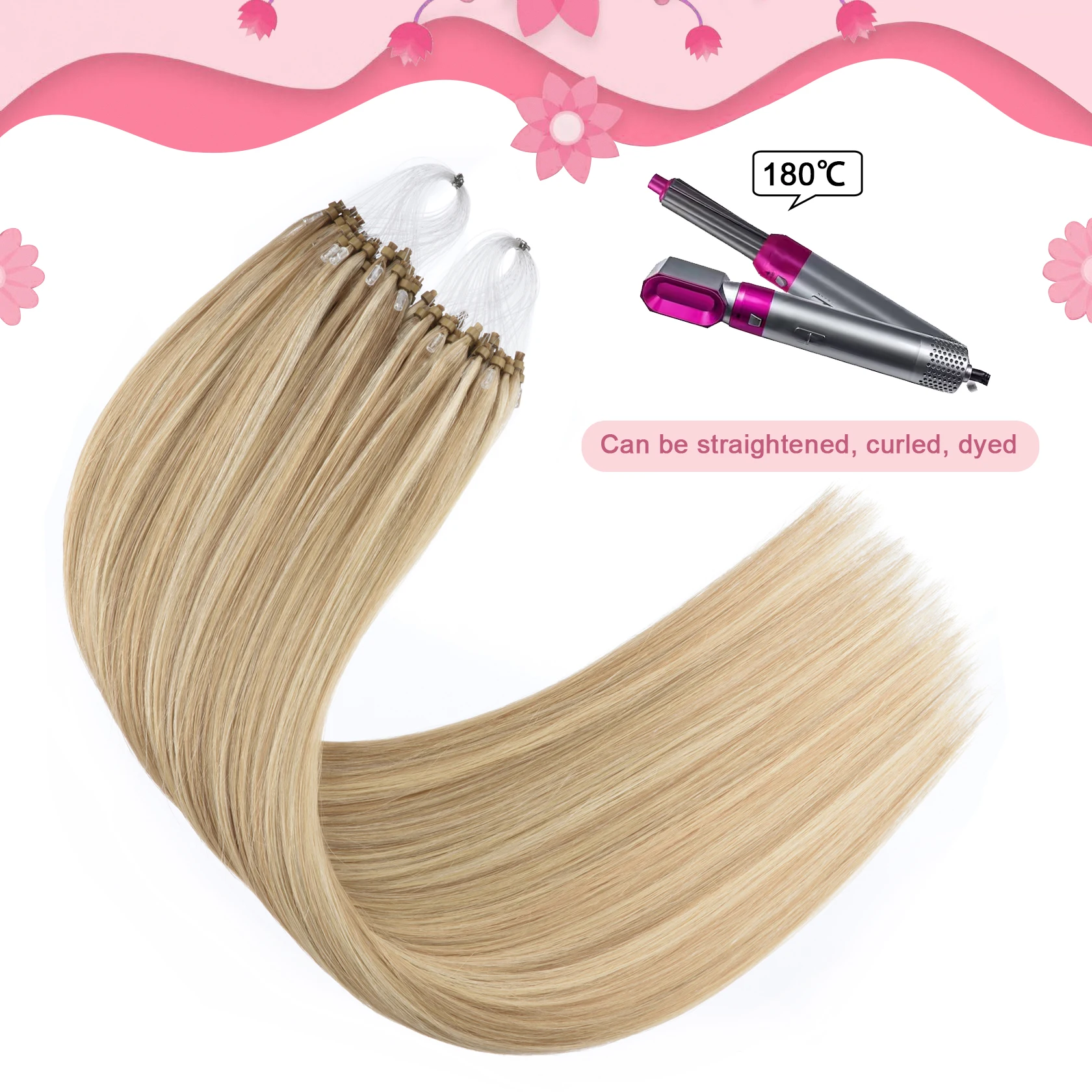 22 Inch Long Straight Micro Loop Human Hair Extensions 50g Micro Beads Hair 1g/s Ombre Color Ring Extensions