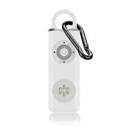 Rechargeable Keychain Personal Safety Alarm with LED Light - 130dB Siren Loud (WHITE)