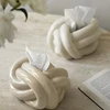 Household Tissue Box Ceramic Fun Knot European Modern Abstract Coffee Table Desktop Cream Color Nordic Decorative Tissue Case 6