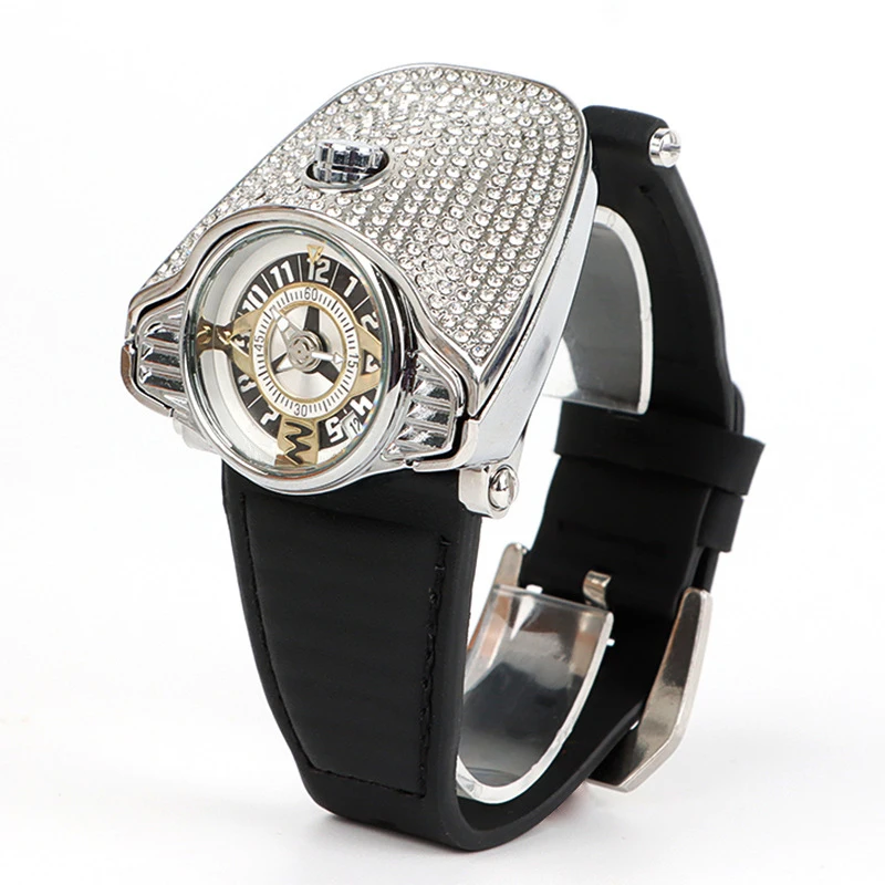 Unusual Watch for Men Luxury Reloj Rose Gold Black Sliver Sports Quartz Wristwatch Male Conceptual Diamond Orologio Man Clock