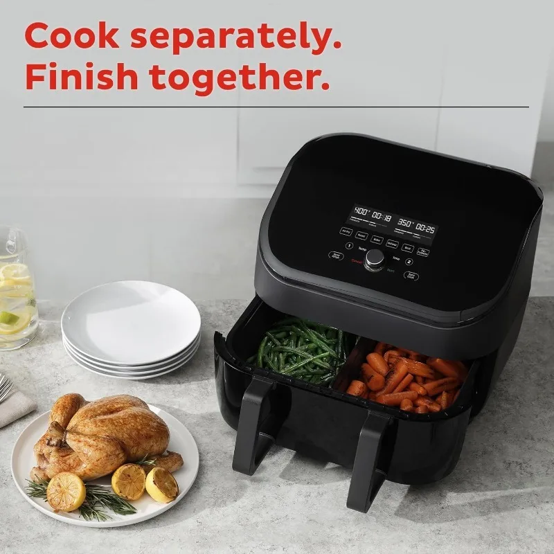 Air Fryer 8 in 1 Functions Fry French Fries Grill Bake Roast Dehydrate Reheat At Same or Different Temperature Easy To Set Up 3