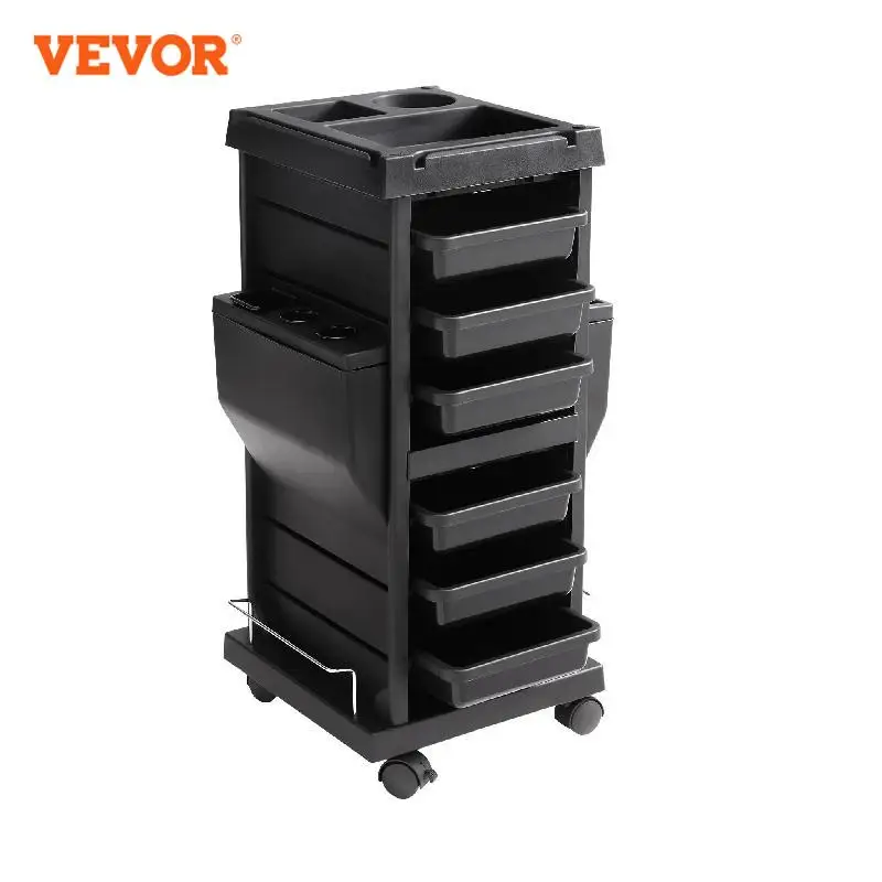 VEVOR Ultimate Salon Trolley Cart for Stylist with 6 Removable Drawers & Tool Holder and Lockable Wheels for Beauty SPA Barber