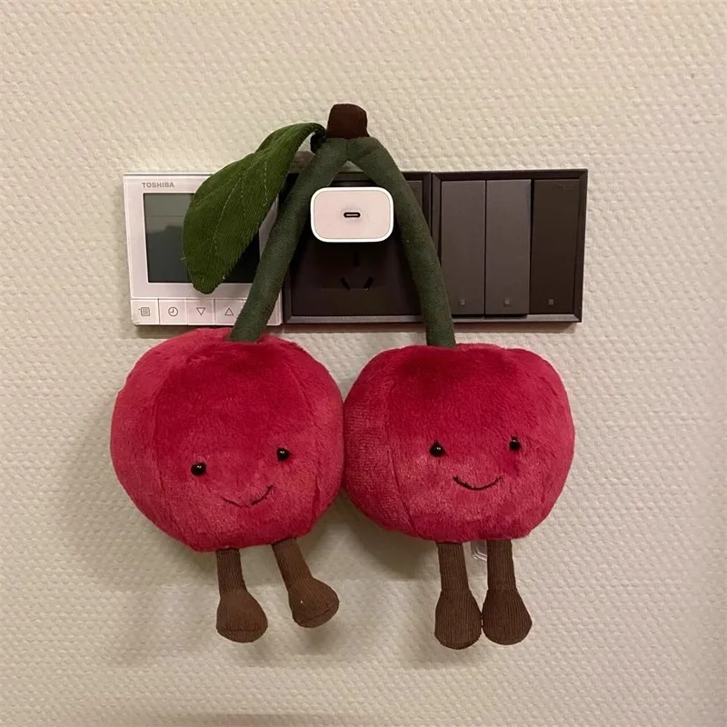 Cute Cartoon Funny Cherry Plush Stuffed Toy Keychain Pendant Backpack Hanging Keyring Ornament Bag Decor Accessories Gift