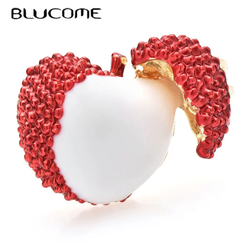 

Blucome Sweet Litchi Brooches for Women Red Enamel Delicious Charming Fruits Party Office Brooch Pin Gifts
