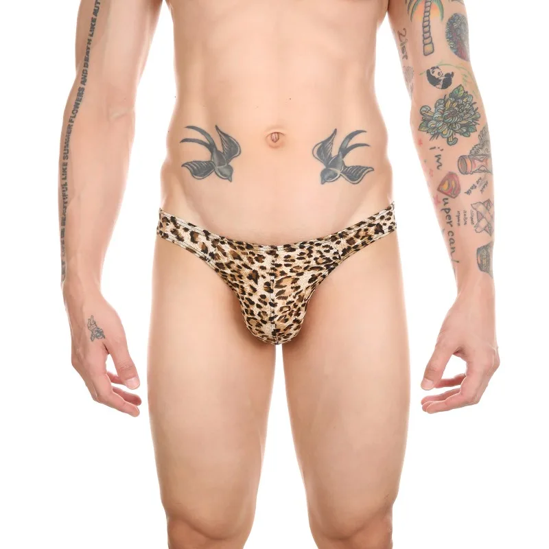 Men's Sexy Thong Bikini Leopard Low-waisted Swimming Trunks Summer Breathable Quick-drying Surf Bathing Suit Men Swimwear