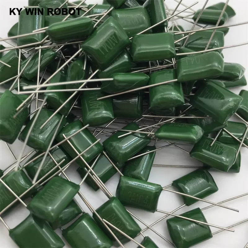 간격 2A104J 100V 0.1UF 100NF 폴리에스테르 커패시터 IC Arduino DIY용 전자 부품(100PCS/LOT)