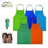 thicken cotton polyester blend cooking baking kitchen bib apron with pockets black blue green red yellow orange plain apron 1