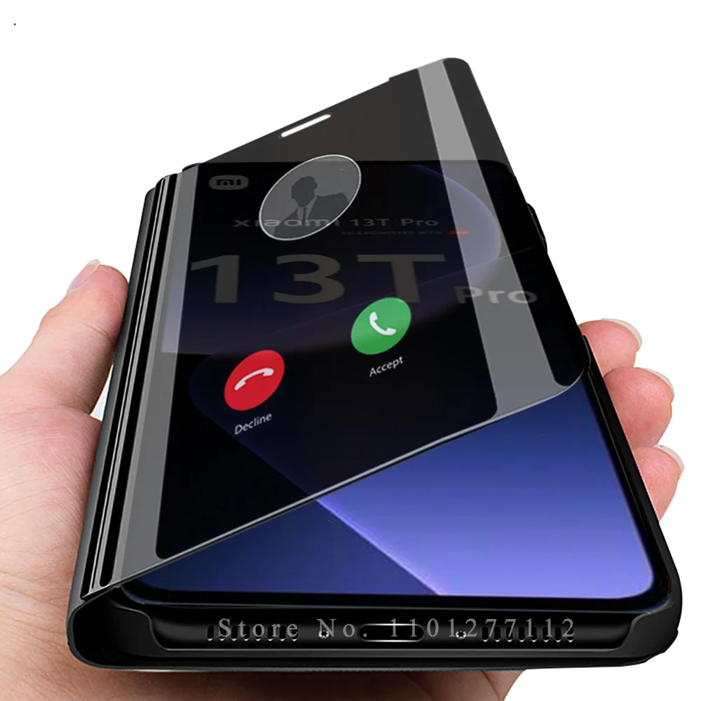 Per Xiaomi 13 T Pro Case Smart View Mirror Leather Flip Funda On Xiaomi13T Mi 13Tpro 13 T 5G 2023 Cover Magnetic Book Stand Coque