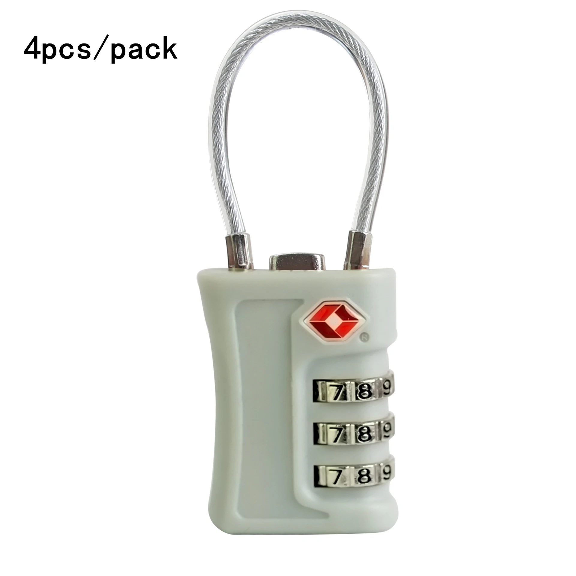 Confezione da 4 lucchetti con codice doganale TSA per bagagli da viaggio, lucchetto nero con password modificabile, design a contrasto, lucchetto con combinazione a 3 cifre