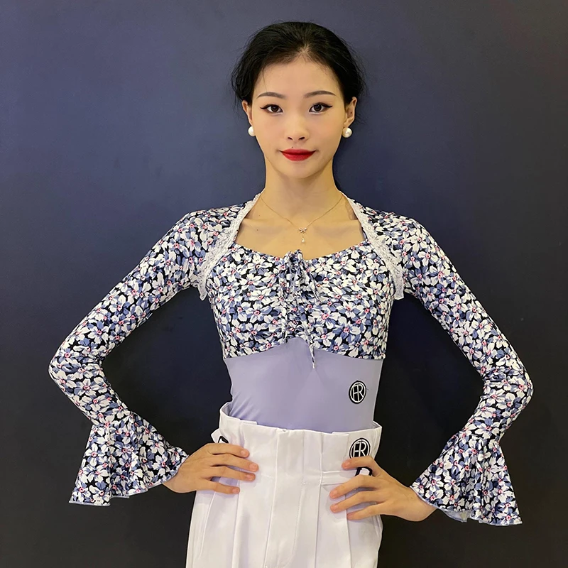 

Female Adult Modern Dance Clothing For Women Sexy Long Sleeved Practice Clothes Chacha Rumba Tango Dress Latin Costumes DN16891