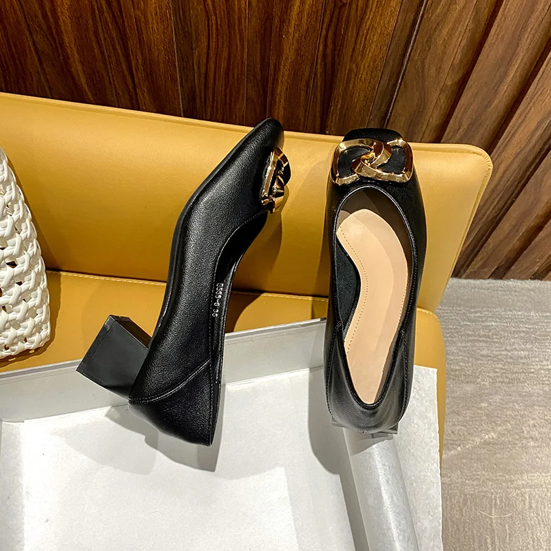 FamtiYardWomenShoesHighHeelSquareToeGenuineLeatherWomansShoes