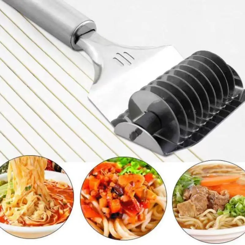Manual Noodle Cutter Rolling Stainless Steel Noodle Cutting Device Chive Spaghetti Cutting Kitchen Cooking Accessories kitchen accessories noodle press pasta attachment
