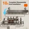 Suction Cup Bathroom Rack Bathroom Shelf Toilet Space Aluminum No Drill Hanging Rack Bathroom Organizer Hang On the Wall 2