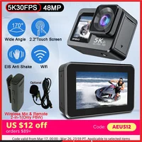 Action Camera F6W Wireless Mic 5K 4K60FPS 48MP 2.2" Touch LCD EIS Dual Screen Wi-Fi 170D Waterproof 30M 8X Zoom Sports Camera 1