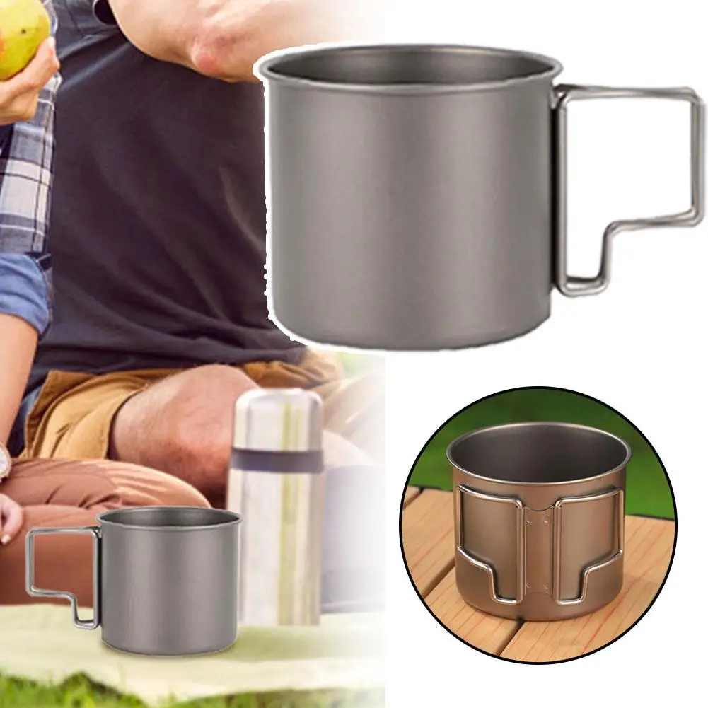 Titanium Camping Mug Cup Portable Tourist Outdoor Tableware Picnic Utensils Cooking Equipment Kitchenware for Hiking Travel