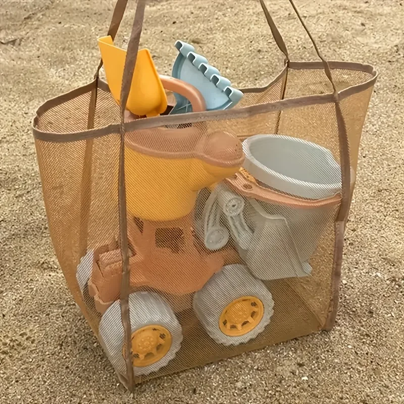 Large Capacity Mesh Tote Bags - Durable Polyester with Sturdy Handles, Ideal for Travel, Beach, and Camping, Multi-Functional Storage Solution