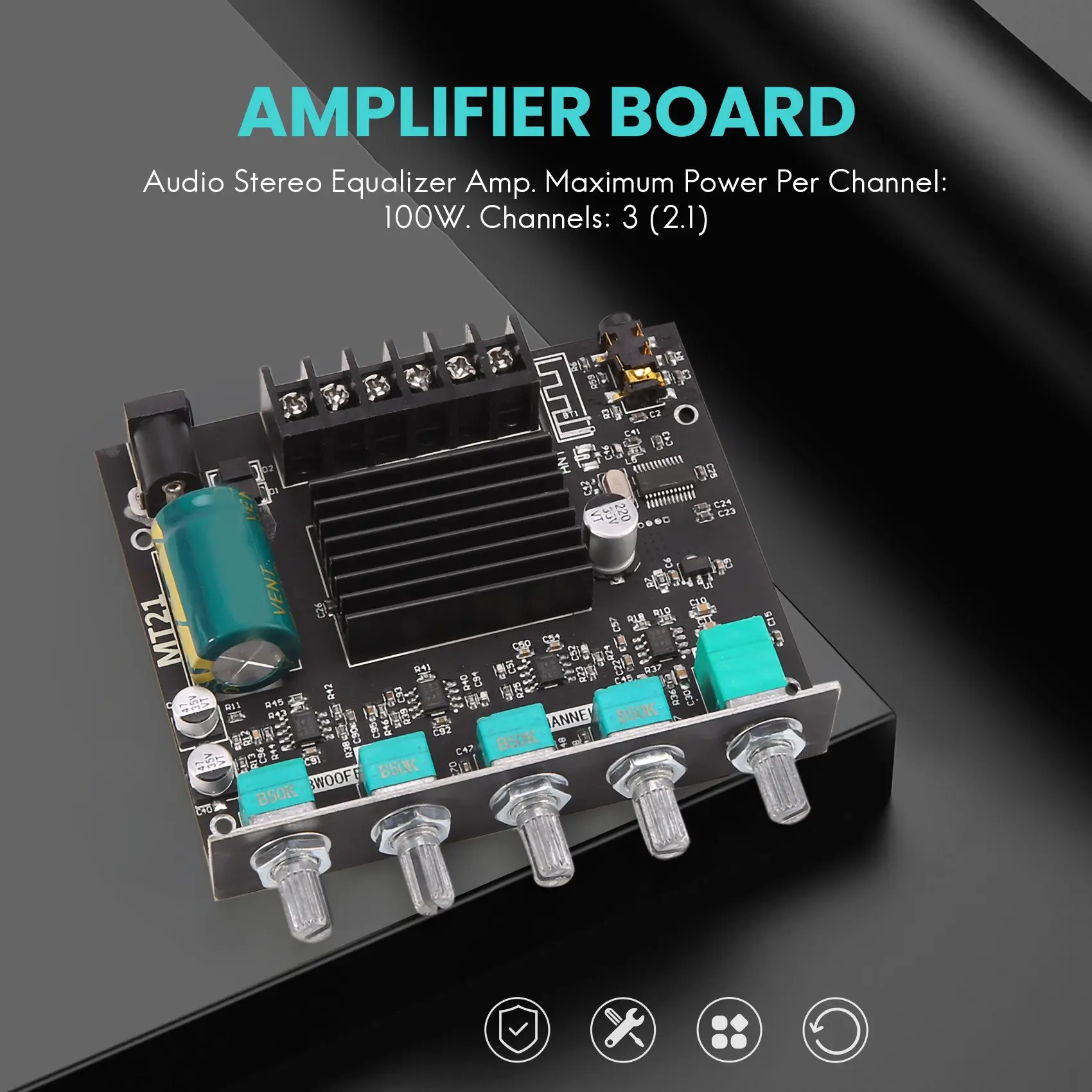 ZK-MT21 2.1 채널 블루투스 5.0 서브우퍼 앰프 보드, 50WX2 + 100W 파워 오디오 스테레오 앰프 보드, 베이스 AMP AUX