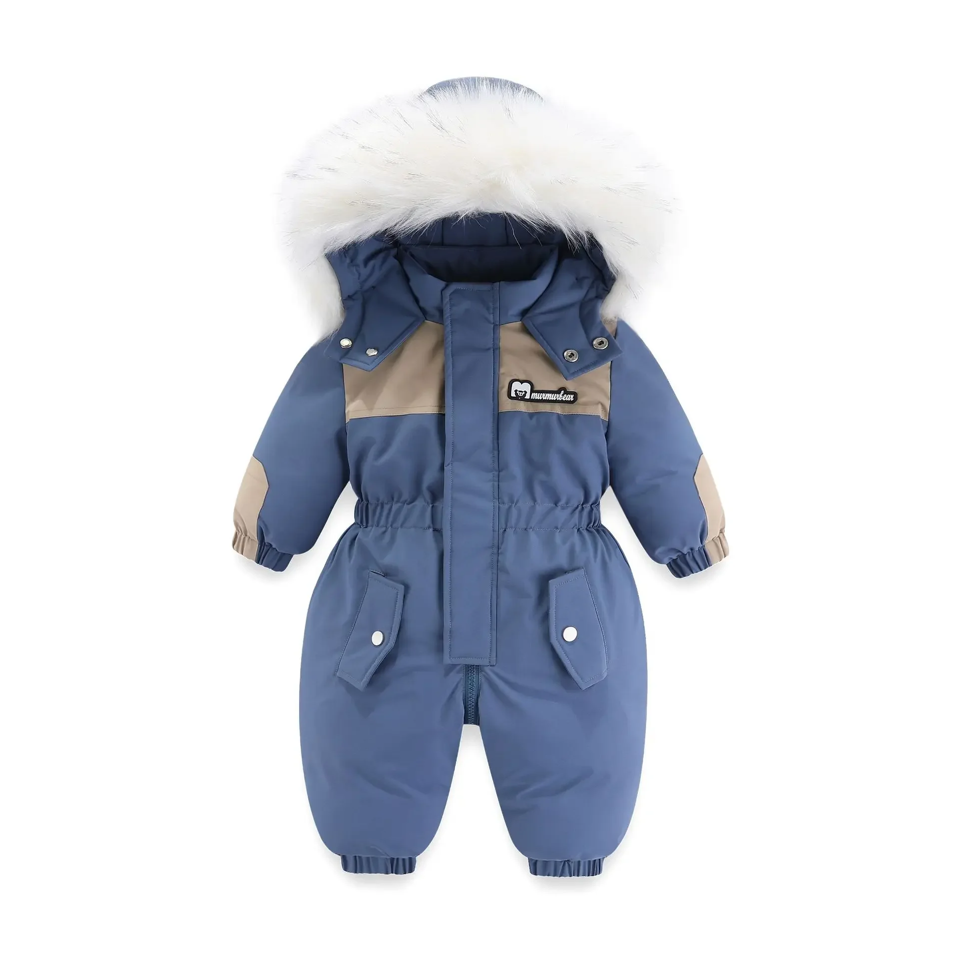 -30 Degree Winter Baby Jumpsuit Warm Baby Ski Suit Plus Velvet Boys Overalls Girl Clothes Children Waterproof Down Jacket