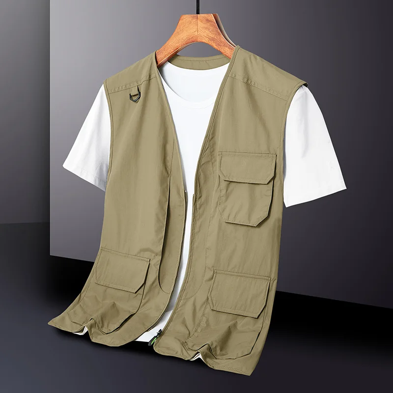 Tactical Vests Summer Men's Multi Pocket Functional Vest Outdoor Fishing Vest Camping Waterproof Jackets Bigsize Sleeveless Coat